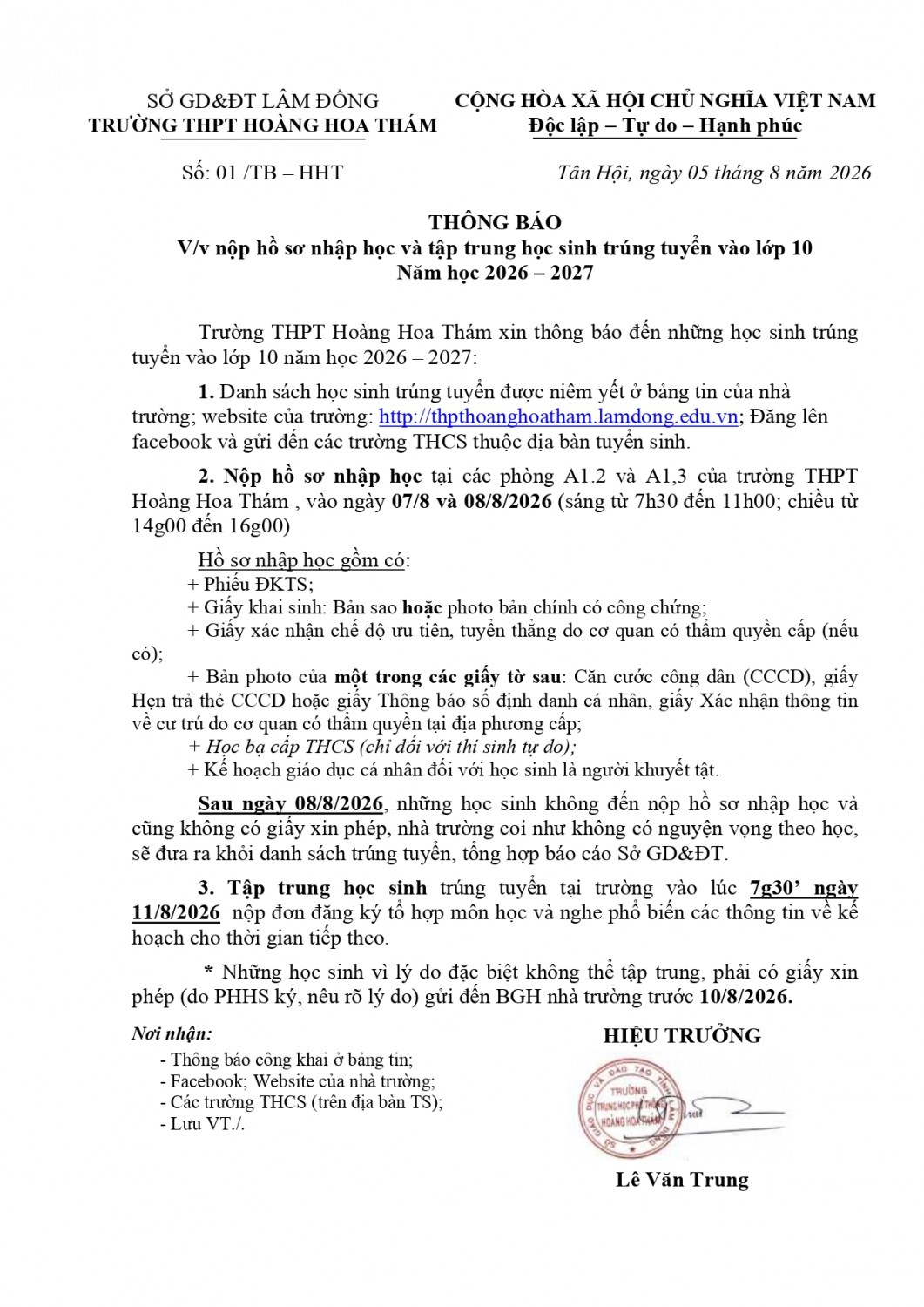 Thông báo nộp HS nhập học và tập trung HS lớp 10 (26 27) page 0001